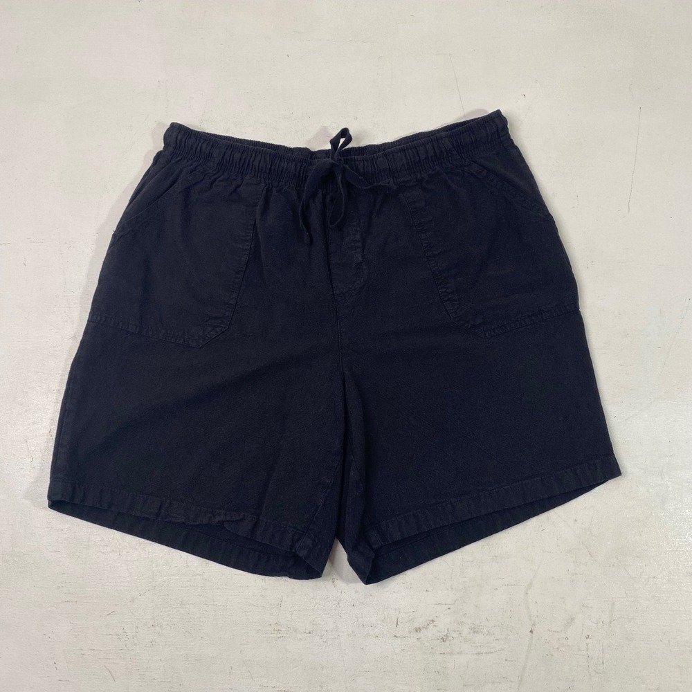 Black High Rise Cotton Gauze Shorts Women's Medium Casual Drawstring Comfortable